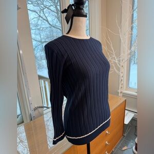 Classic Brooks Brothers Navy Sweater with White Trim